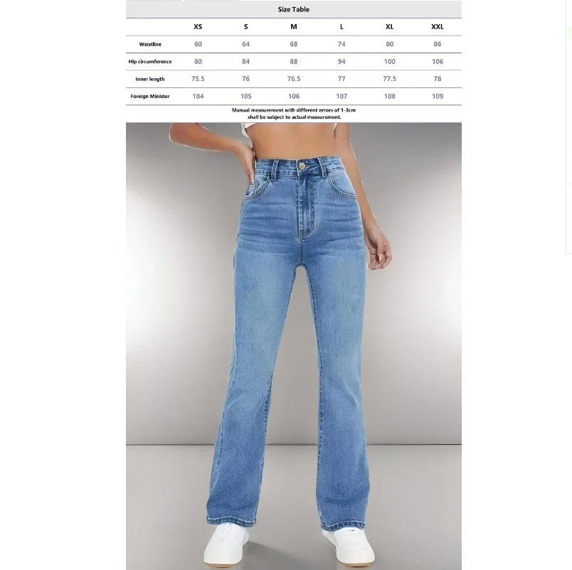 Women's Blue High Waist Flared Leg Denim Jeans