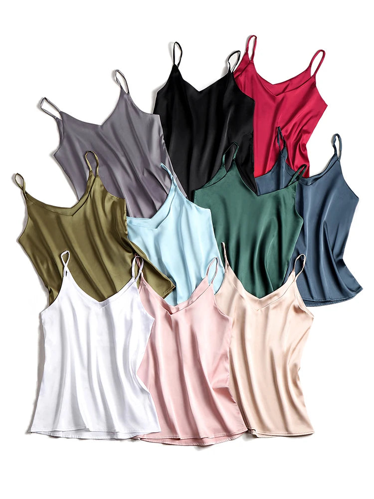 Women's V-Neck Camisole with Thin Shoulder Straps and a Relaxed Drape