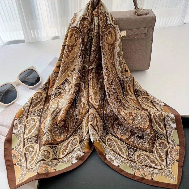 Patterned Square Scarf with Paisley and Houndstooth Style Options