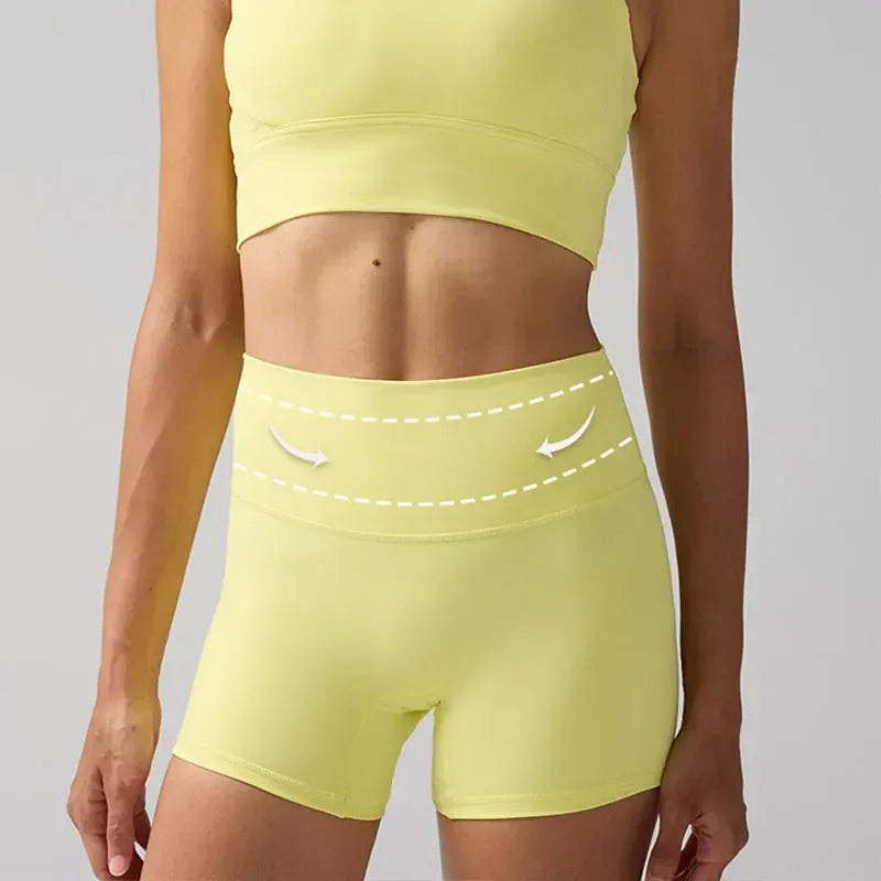 Women's High Waist Nylon Blend Shorts for Yoga and Fitness