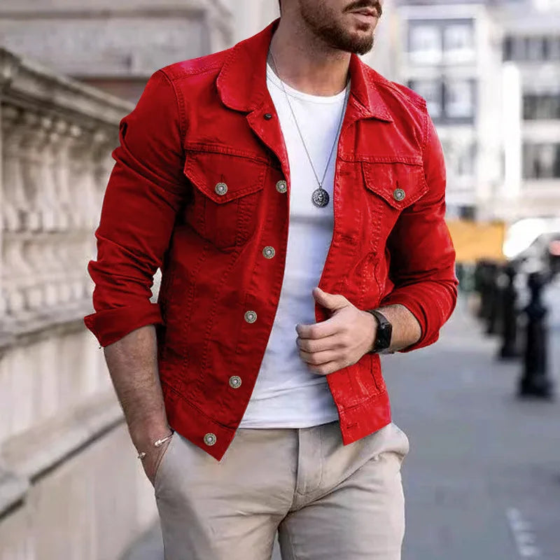 Long Sleeve Button Front Casual Denim Streetwear Jacket