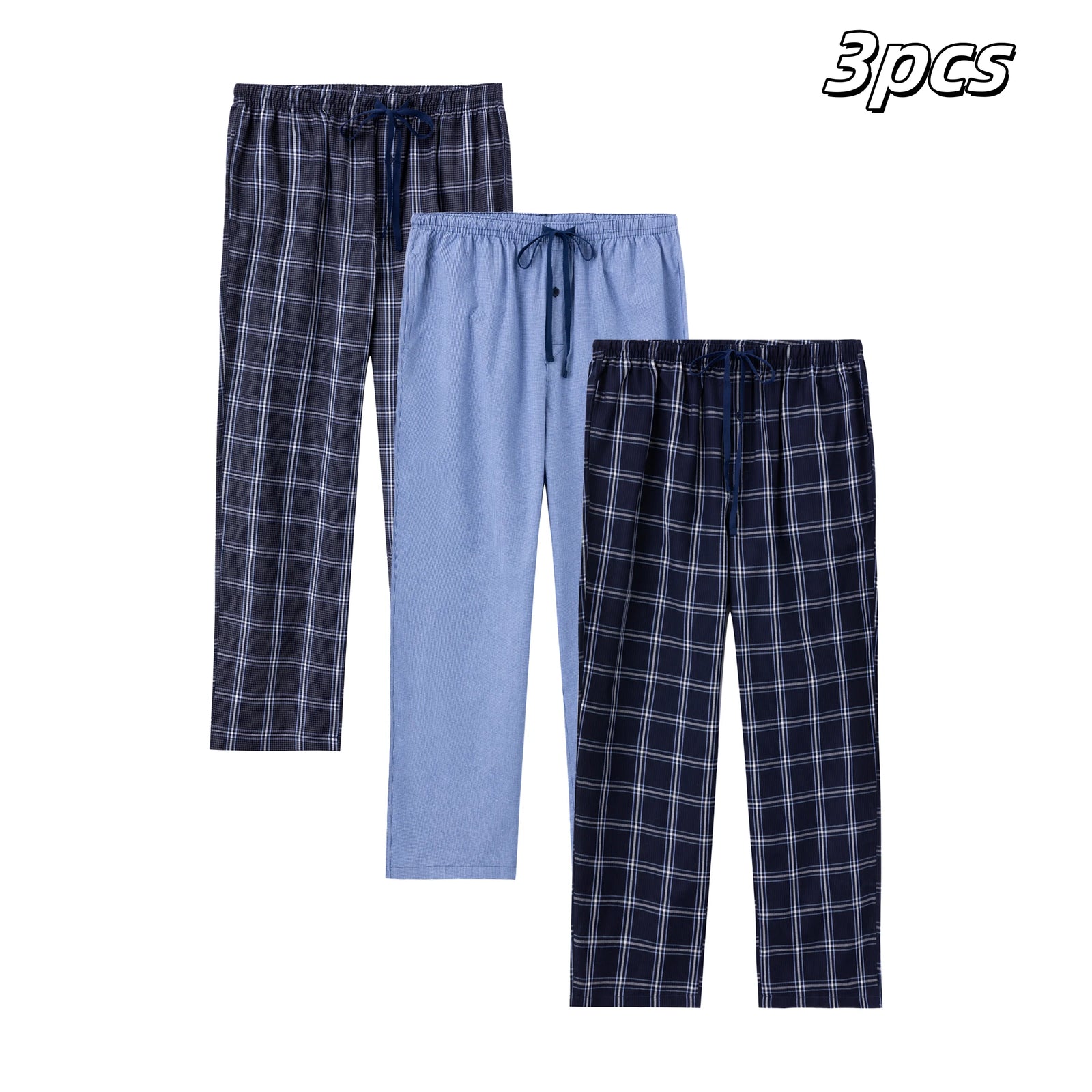 Men's Plaid Elastic Waist Lounge Pants with Pack Options