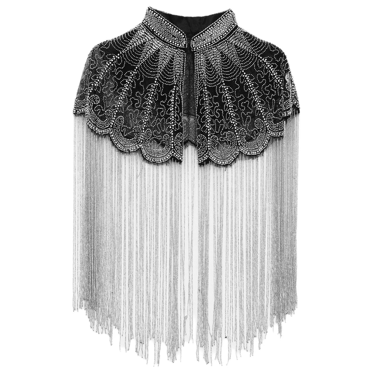 Beaded Long Fringe Cape for Layering over Outfits