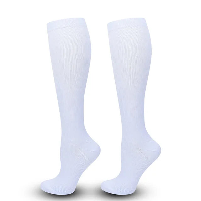 Solid Knee High Compression Socks with Original Size Options