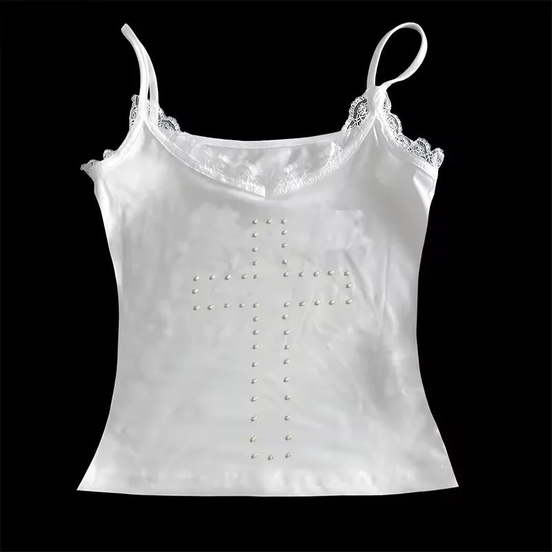 Women's Strapless Studded Crop Top with Decorative Side Lace-Up Detailing