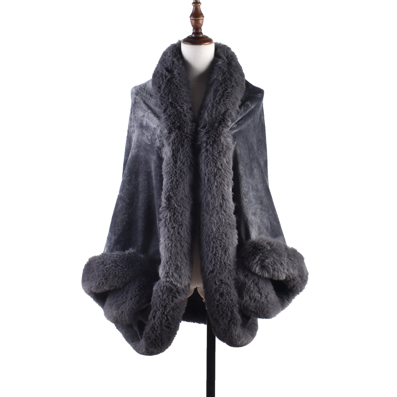Plush Open Front Drape Cape for Layering over Outfits