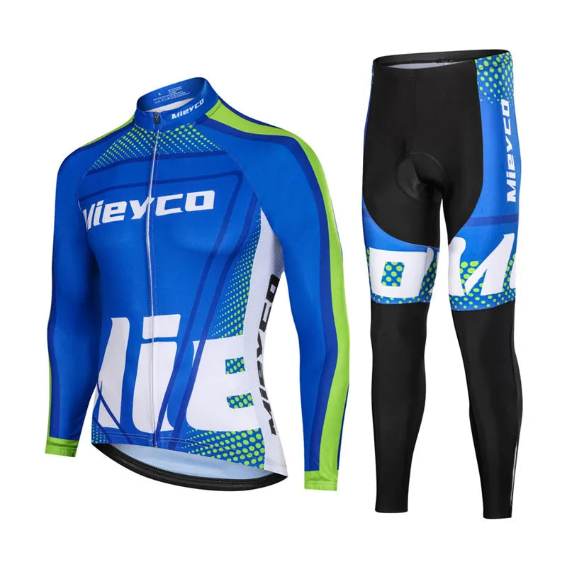 Men Long Sleeve Cycling Jersey Set MTB Road Bike Breathable Outdoor Cycling Suit