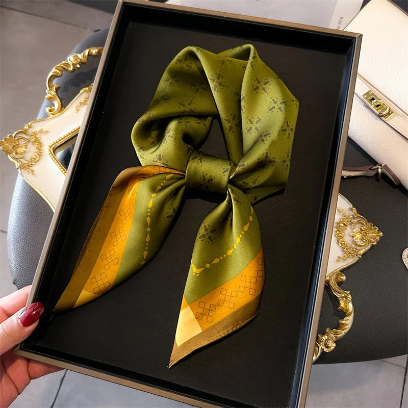 Ornate Print Square Scarf with Decorative Border Patterns