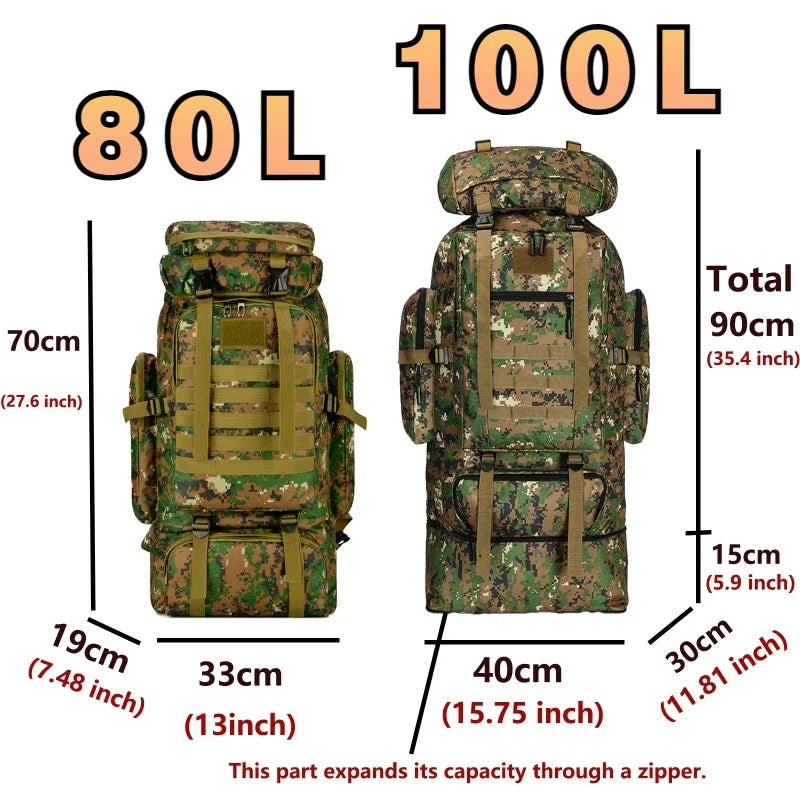 Large Outdoor Backpack with Webbing and Side Compression Straps