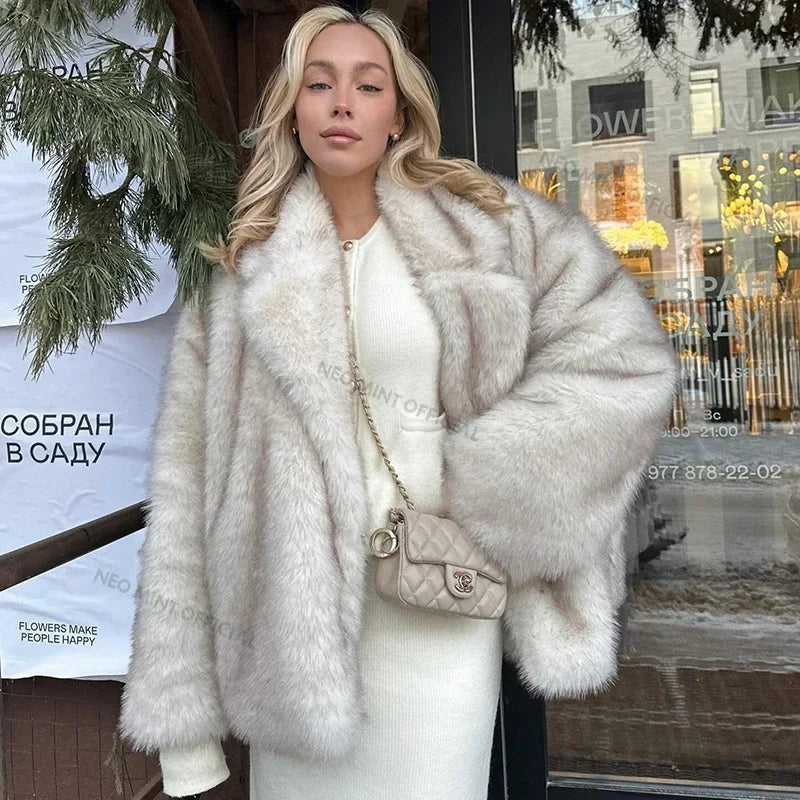 Women's Plush Lapel Open Front Jacket for Layered Outfits