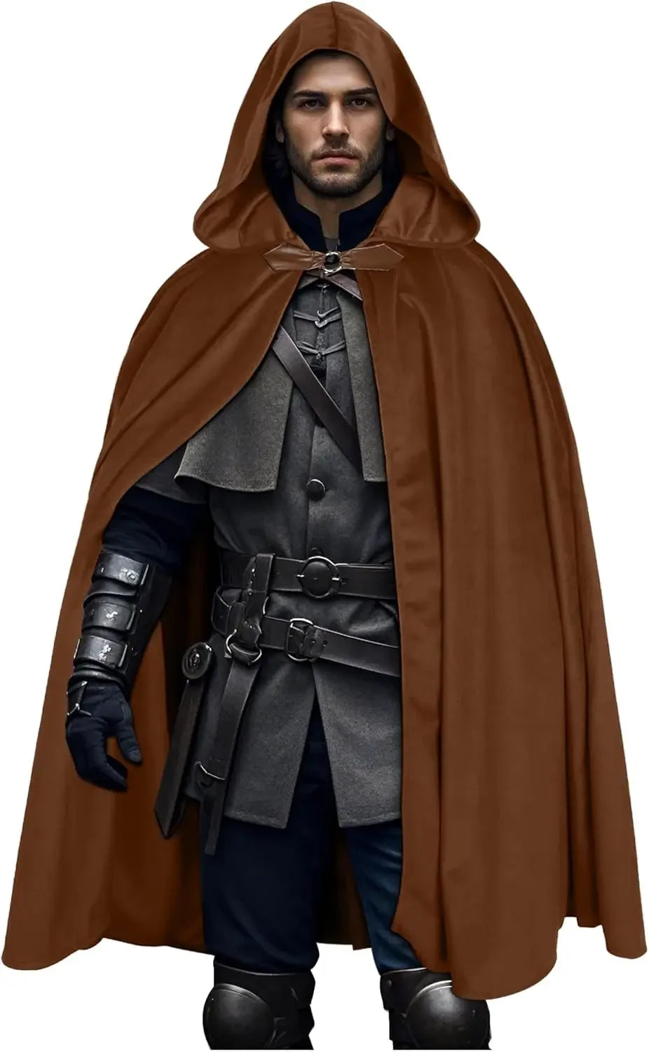 Velvet Hooded Clasp Front Cape for Layering over Outfits
