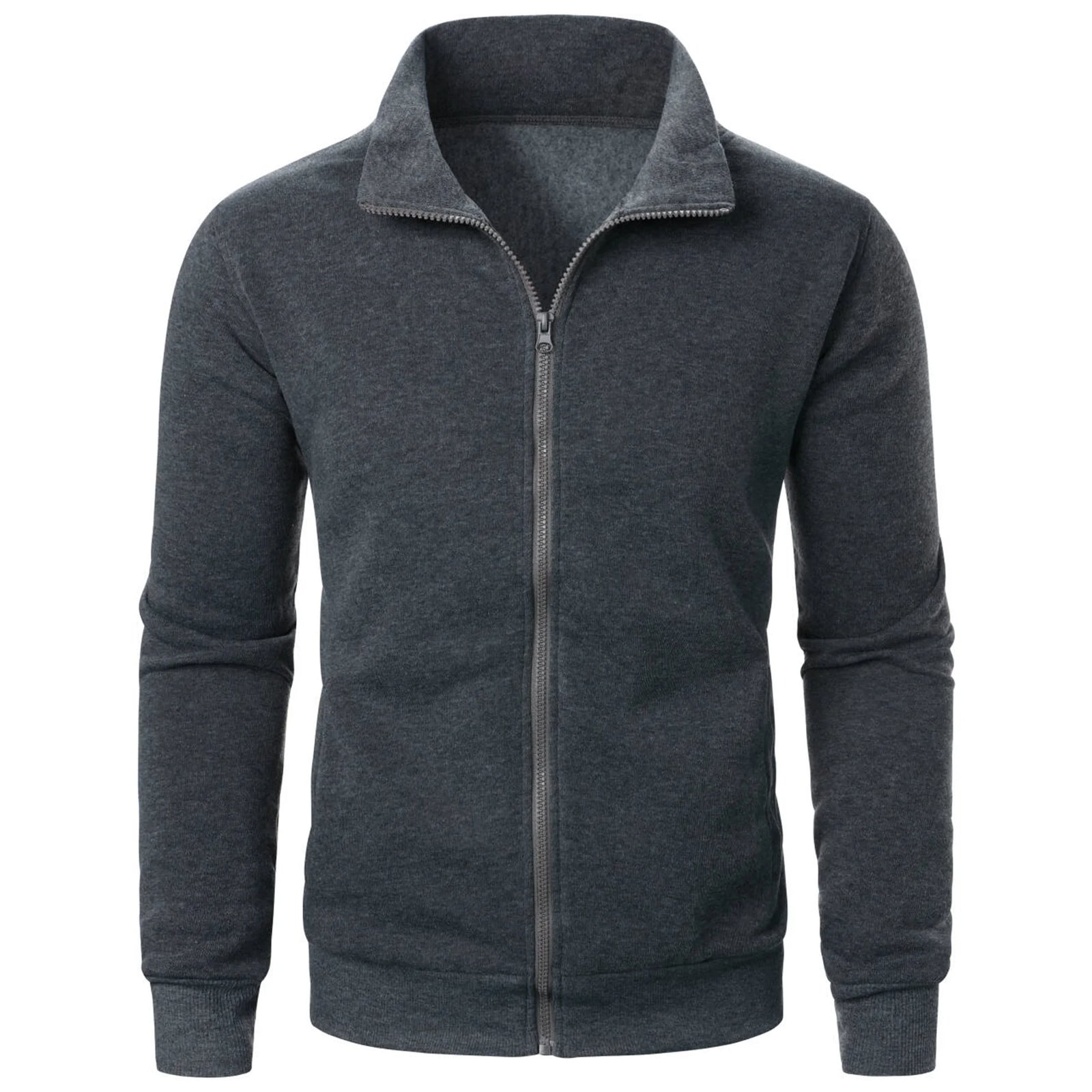 Men's Solid Stand-Collar Zip-Front Jacket