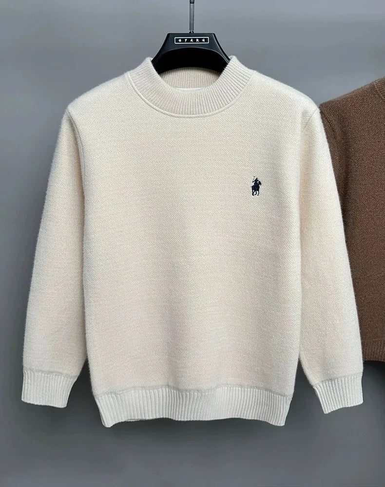 Men's Embroidered Crew Neck Long Sleeve Knit Sweater