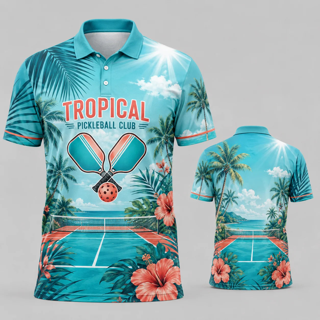 Pickleball Graphic Short Sleeve Collared Polo Shirt for Casual Wear