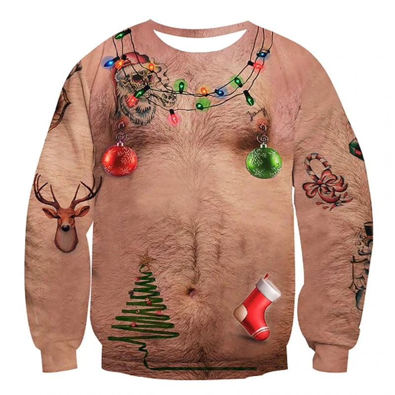 Christmas Costume-Effect Print Crewneck Long-Sleeve Sweatshirt