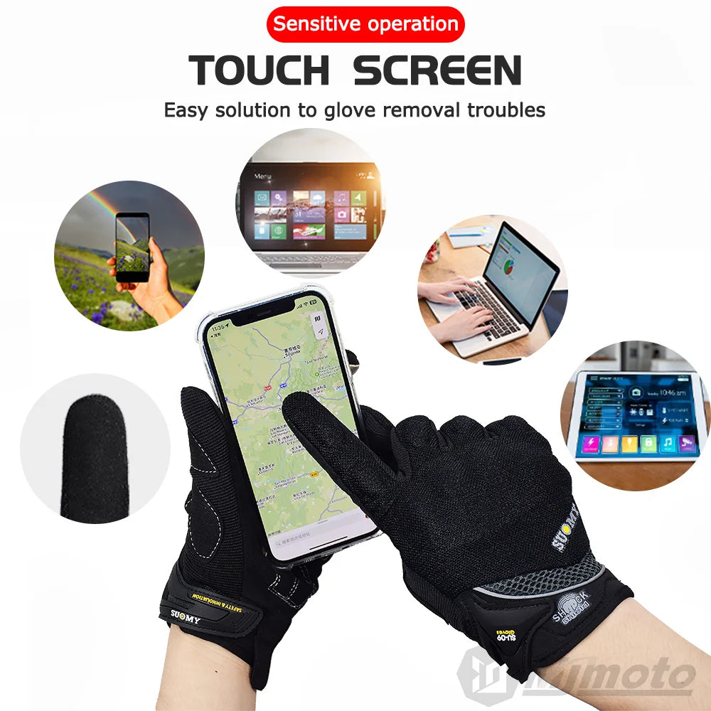 Full Finger Motorcycle Gloves with Shaped Knuckle Panels