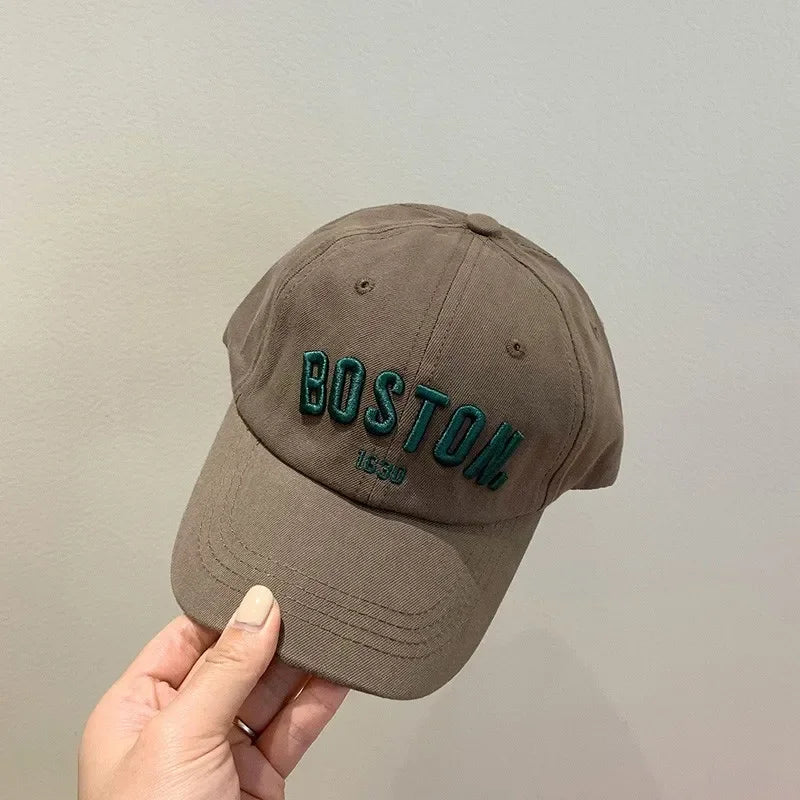 Children's Letter Embroidered Baseball Cap with Adjustable Back