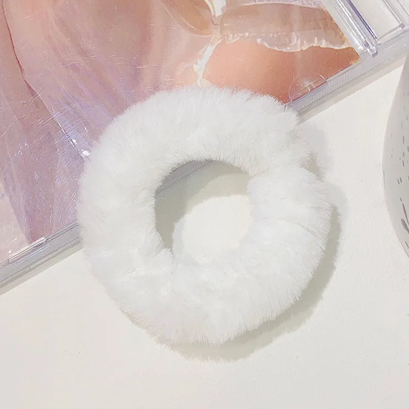 Fluffy Faux Fur Scrunchie Hair Band with Thick and Thin Options