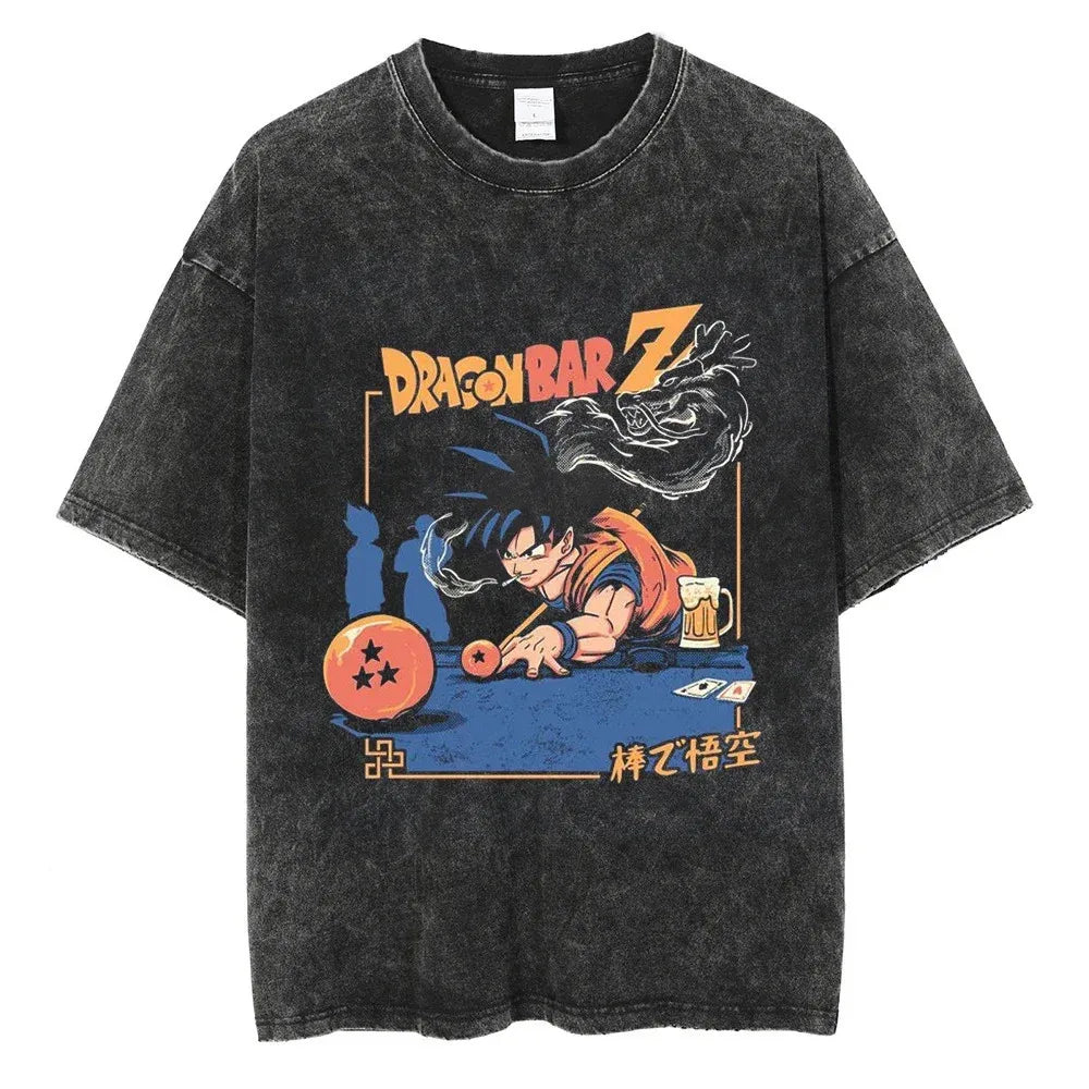 Dragon Ball Goku Vintage Washed Oversized T-Shirt Cotton Streetwear Tee