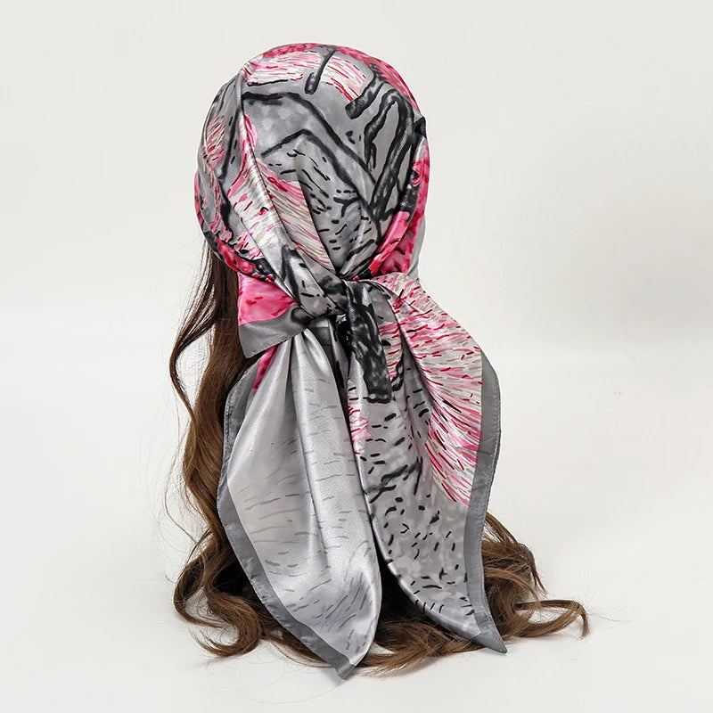 Printed Square Scarf with Ornate Paisley Pattern Options