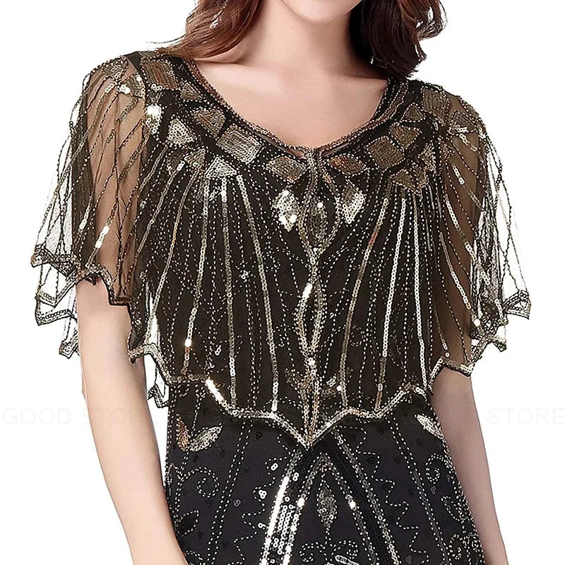Beaded Sequin Capelet for Layering over Dresses and Tops