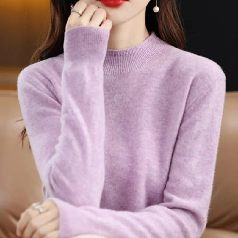 Women's Raised Rib Long Sleeve Knit Sweater Casual Knit Layer