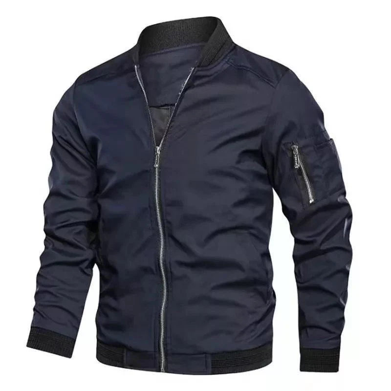 Long Sleeve Casual Streetwear Jacket with Front Closure and Pockets