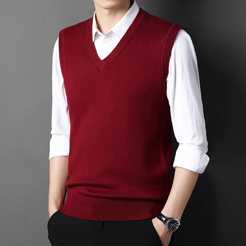Men's V Neck Sleeveless Knit Vest