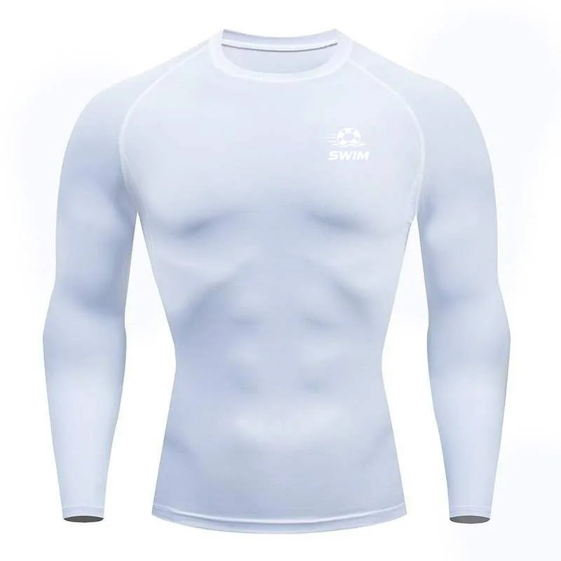 Men's Printed Long Sleeve Rash Guard for Swimming and Surfing