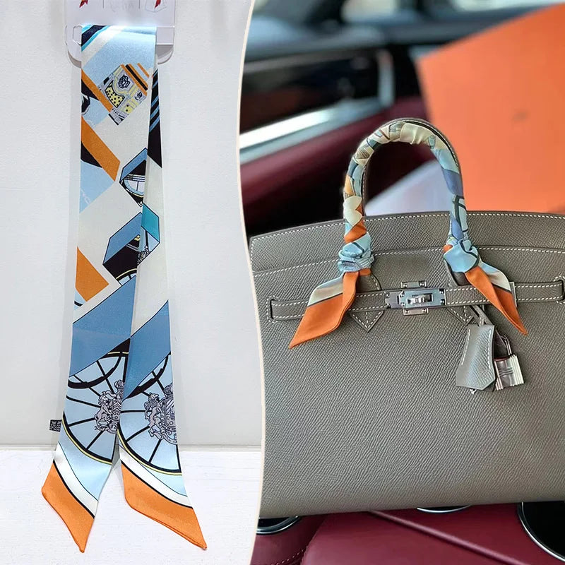 Printed Skinny Scarf for Neck and Bag Handle Styling