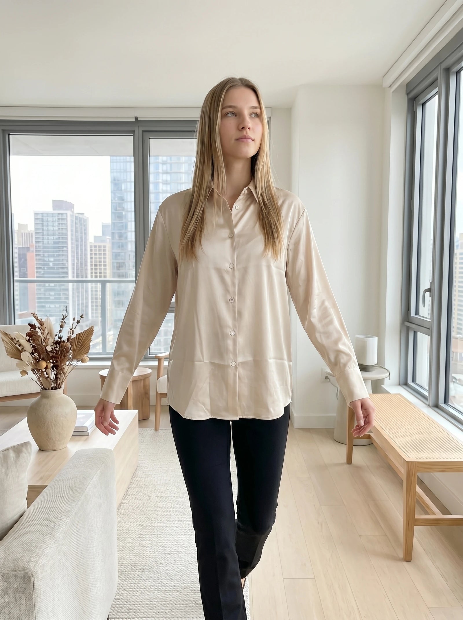 Women's Striped V Neck Shirt