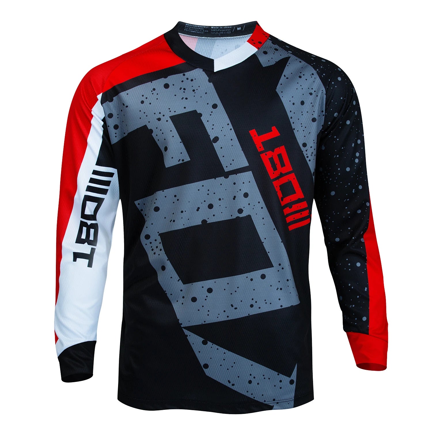 Long Sleeve V-Neck Graphic Pullover Jersey for Mountain Bike Riding