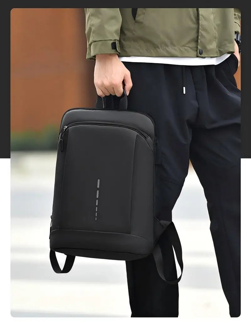 Rectangular Laptop Backpack with Front Pockets and Carry Handle