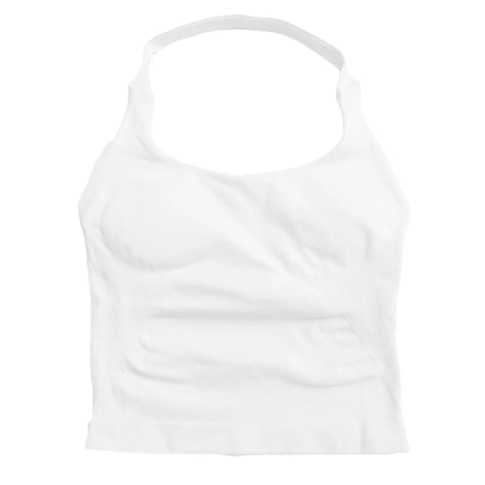 Women's Halter Neck Fitted Longline Tank Top For Workout Outfits