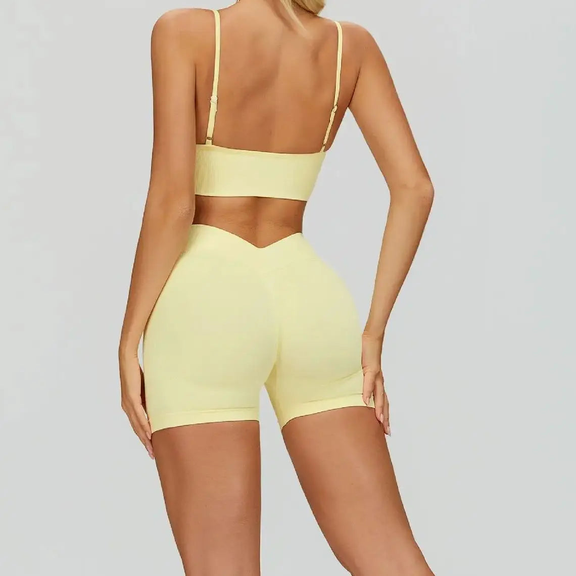 Women's Cropped Layer Bra And Leggings Yoga Set