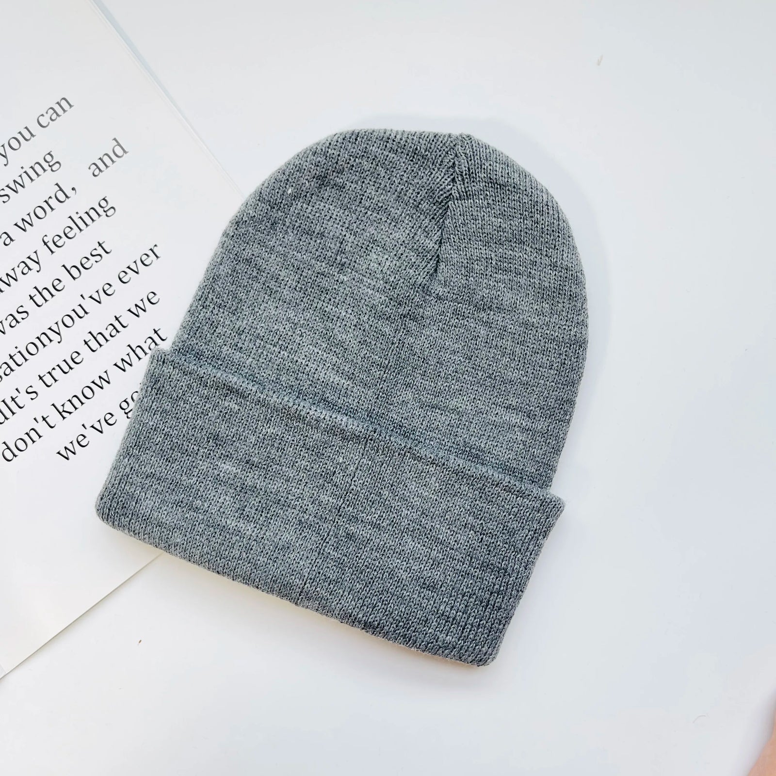 Solid Knit Beanie with Folded Cuff and Color Choices