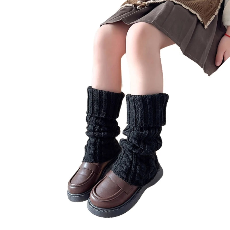 Children's Cable Knit Leg Warmers with Solid Color Options