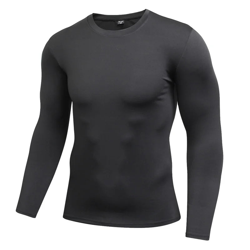Fitted Crew Neck Long Sleeve Compression T Shirt