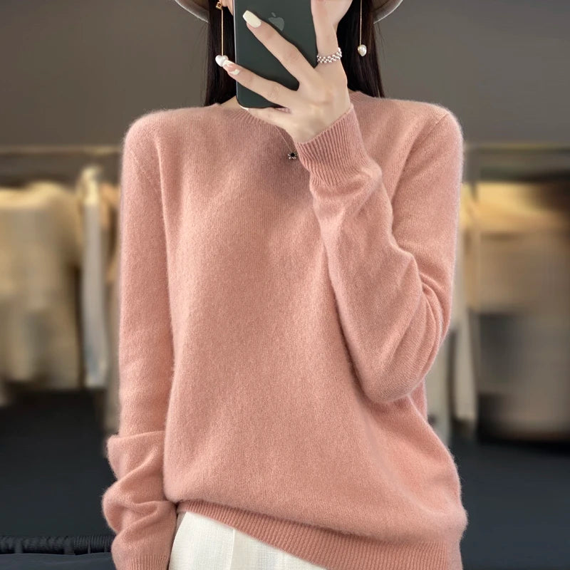 Women's Crew Neck Long Sleeve Sweater Casual Knit Layer