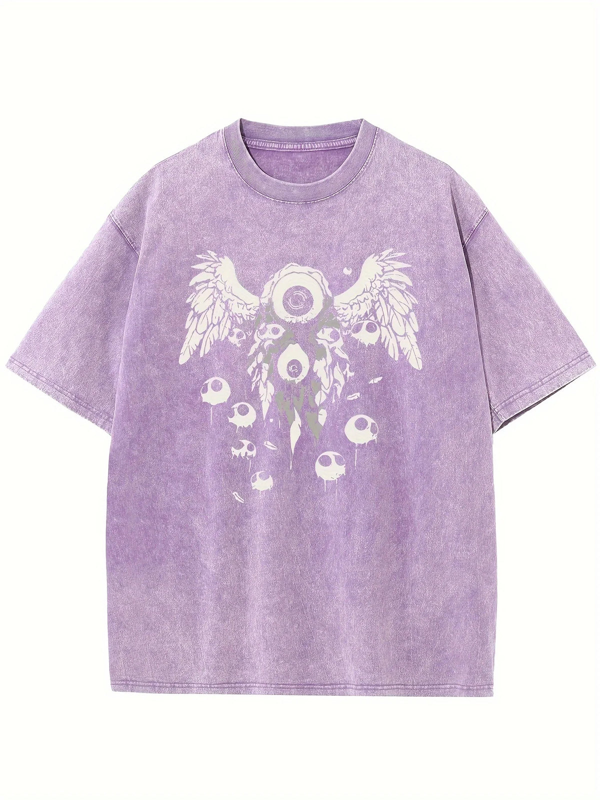 Retro Washed Pattern High-quality Cotton Men's T-shirt - Loose Fit Short Sleeved Round Neck Top