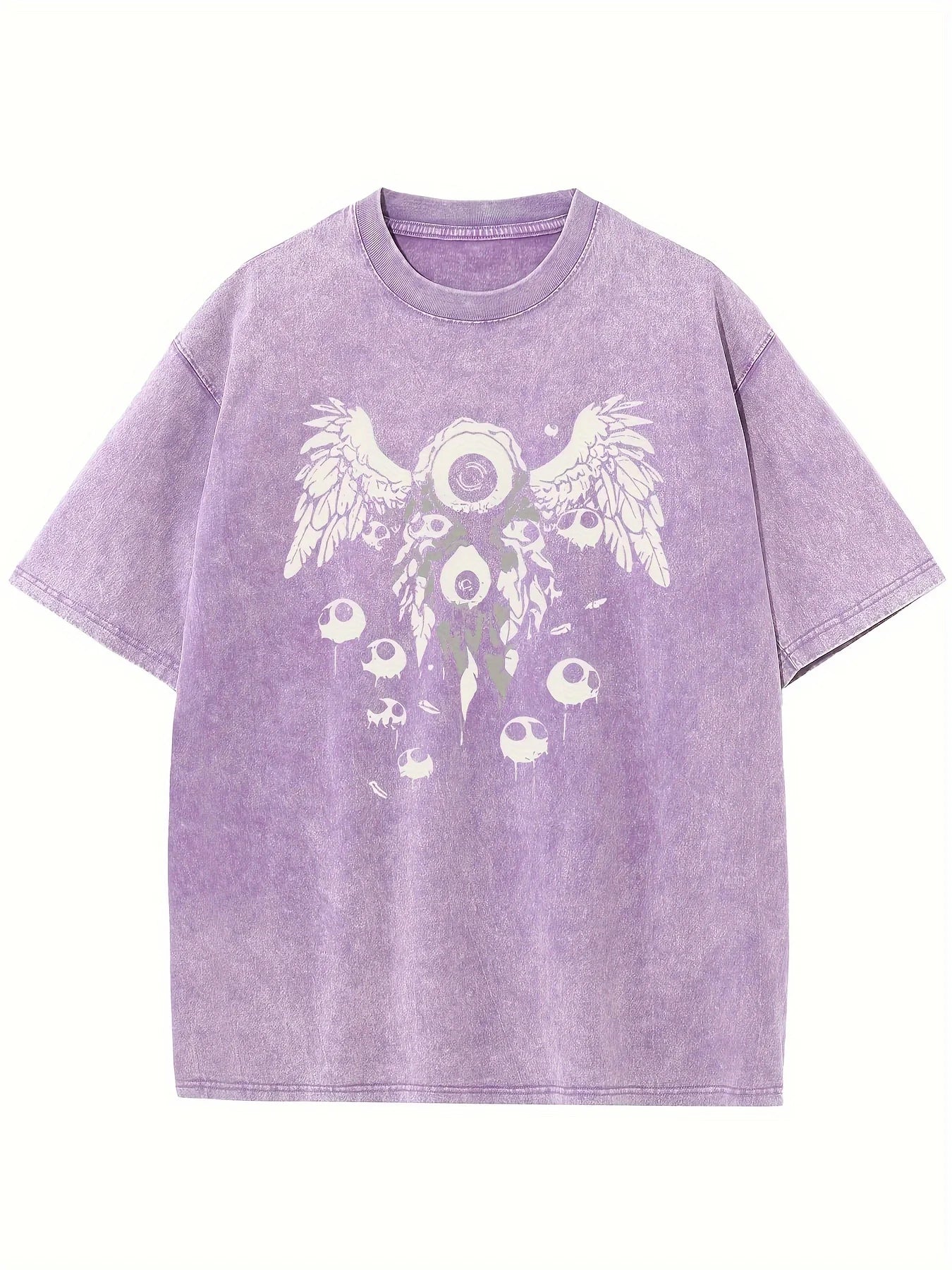 Retro Washed Pattern High-quality Cotton Men's T-shirt - Loose Fit Short Sleeved Round Neck Top