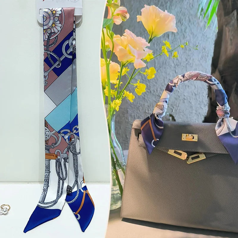 Printed Skinny Scarf for Neck and Bag Handle Styling
