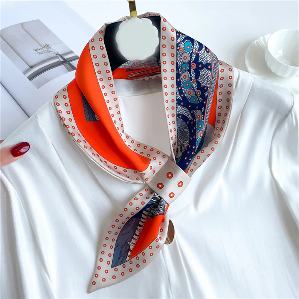 Printed Narrow Neckerchief Scarf with Pointed Tie Ends