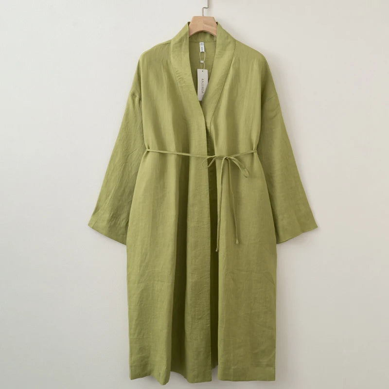 Long Drawstring Open Front Cardigan for Layering over Outfits