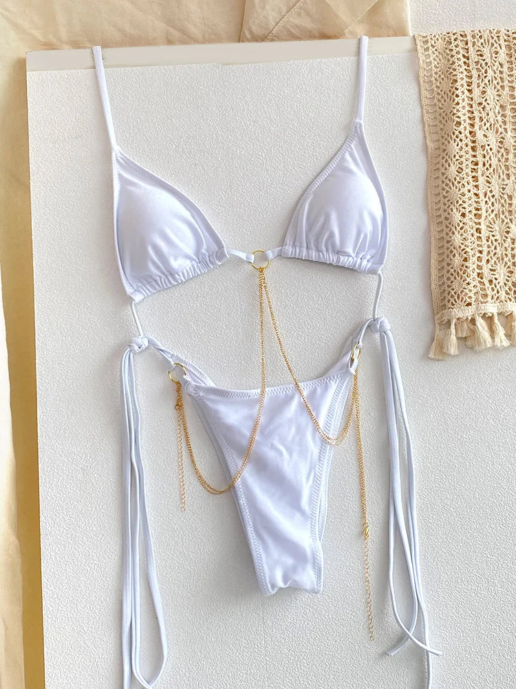 Chain Print Triangle Bikini