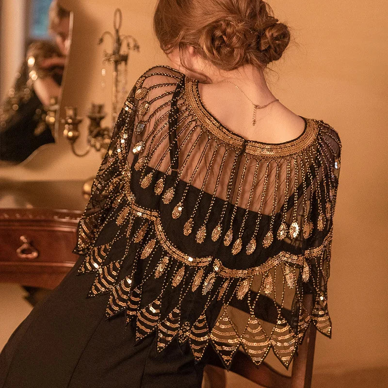 Leaf Shape Beaded Capelet for Layering over Dresses and Tops