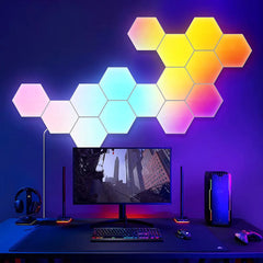 App/Remote Control Smart Hexagon Lights Panels Gaming Music Sync Hexagon Lights Cellular RGB Wall Sconces Quantum Night Lights