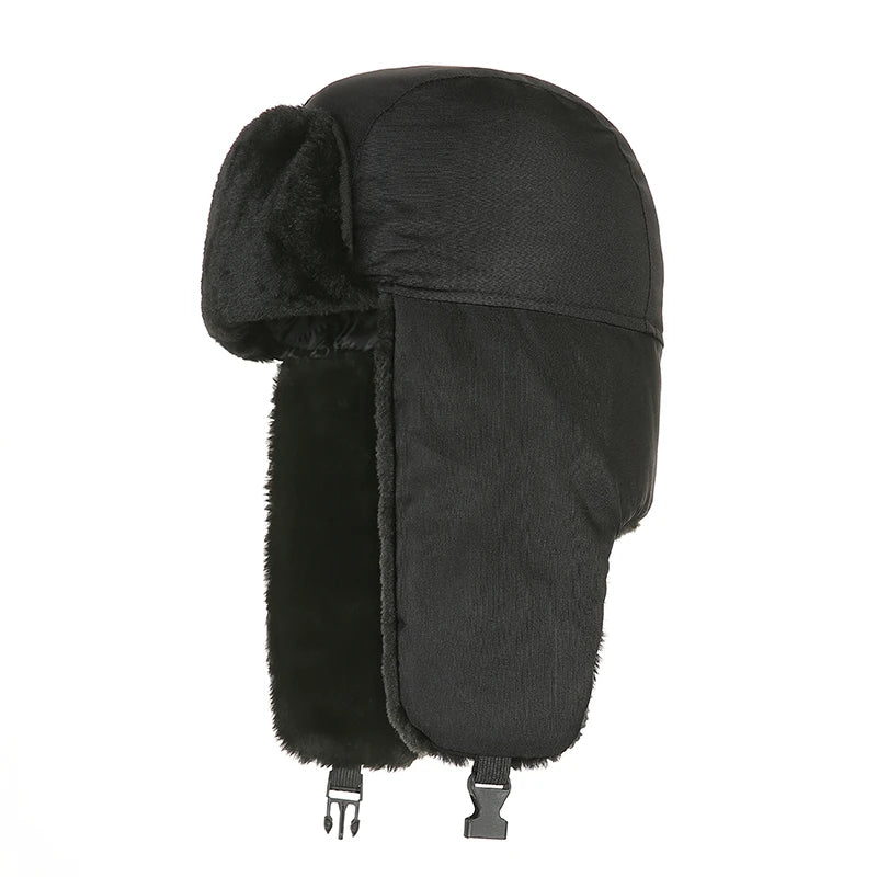 Trapper Hat with Ear Flaps and Plush Trim