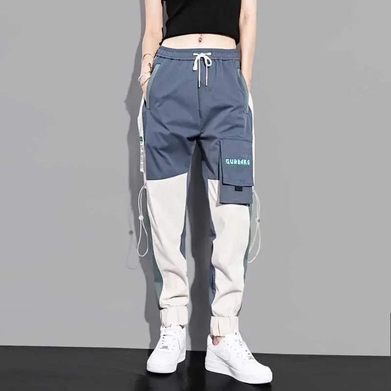 Women's Cargo Joggers with Drawstring Waist and Contrast Panel Style Options