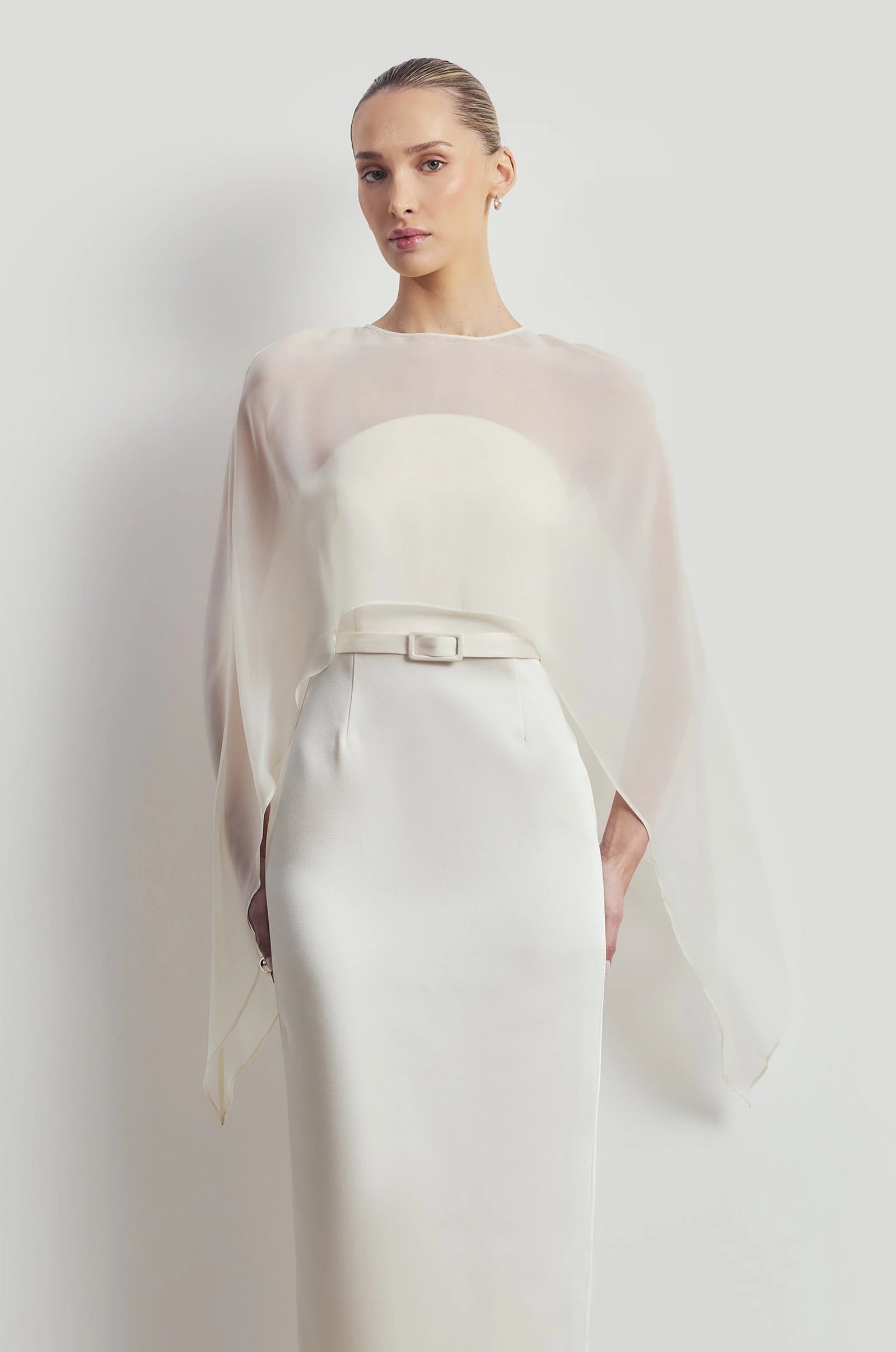 Sheer Chiffon Draped Cape for Layering over Outfits